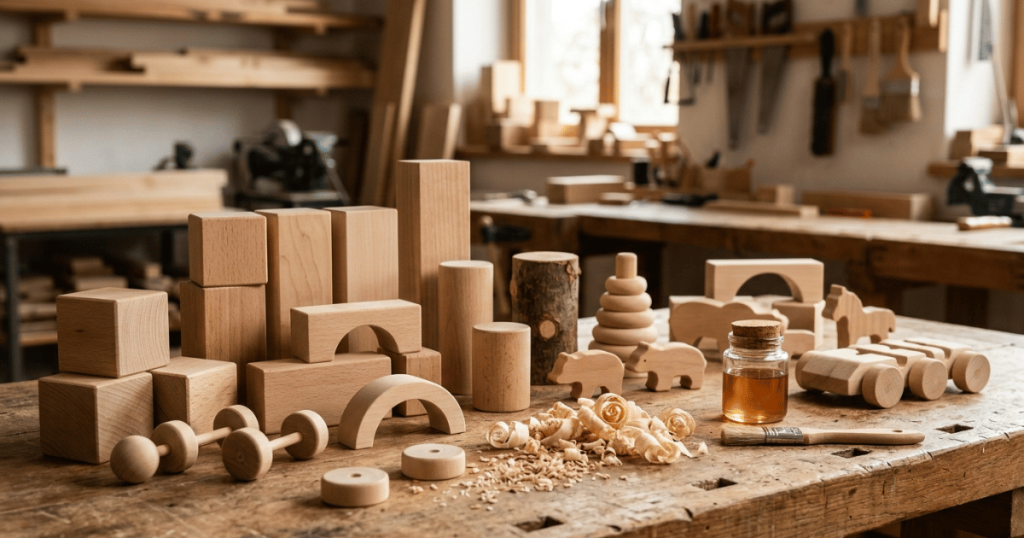 what are wooden toys made of
